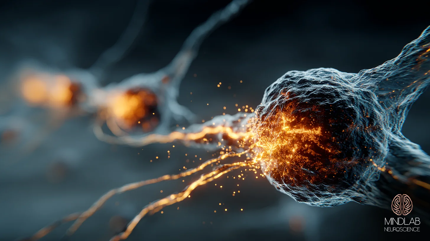 Three pathways of attachment-style breakup response — amygdala, vagal, and prefrontal circuits rendered in luminous neural detail — Dr. Sydney Ceruto, MindLAB Neuroscience.