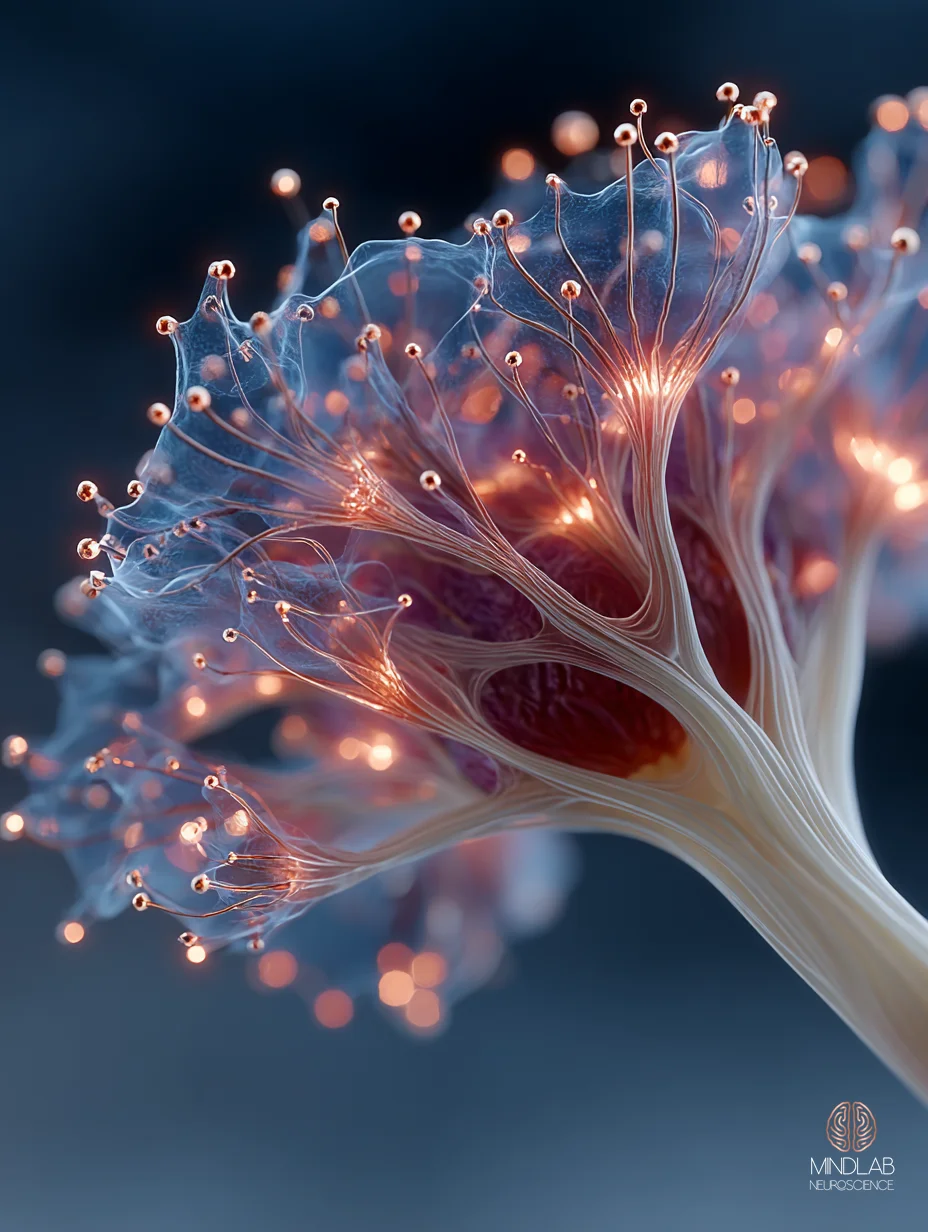 Close-up neural imagery of vagal nerve fibers — autonomic recalibration, emotional flooding, Dr. Sydney Ceruto, MindLAB Neuroscience.