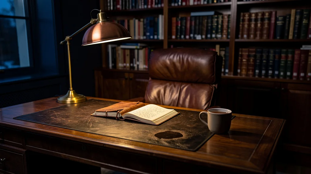 Private warm-light study with open journal suggesting the internal labor of rebuilding self-trust after gaslighting — Dr. Sydney Ceruto, MindLAB Neuroscience.