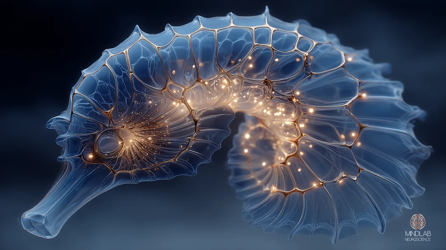 Hippocampal formation rendered with active scene-construction circuitry — Dr. Sydney Ceruto, MindLAB Neuroscience.