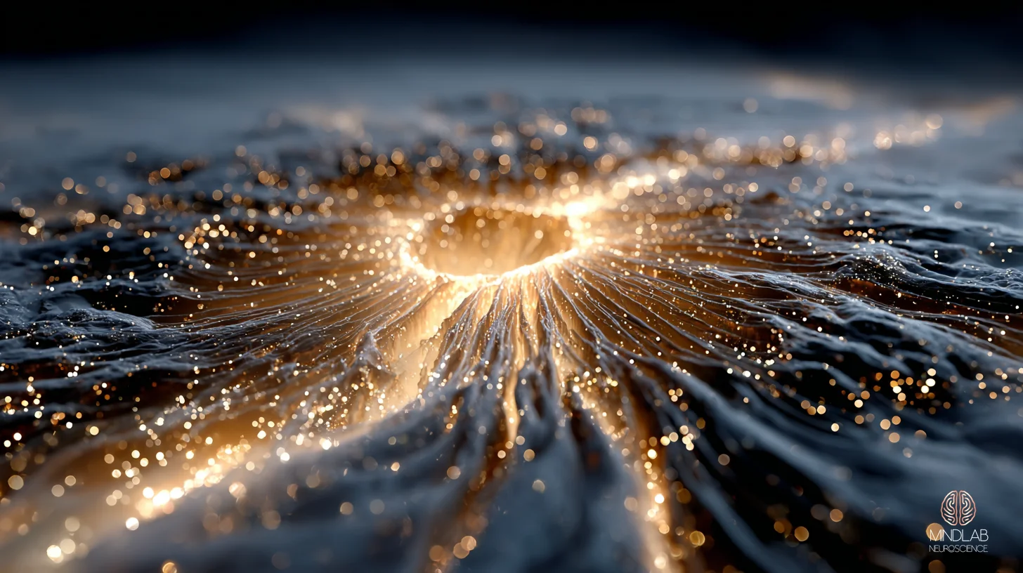 Hippocampal-cortical network coupling visualised as luminous filaments converging on the medial temporal lobe — Dr. Sydney Ceruto, MindLAB Neuroscience.