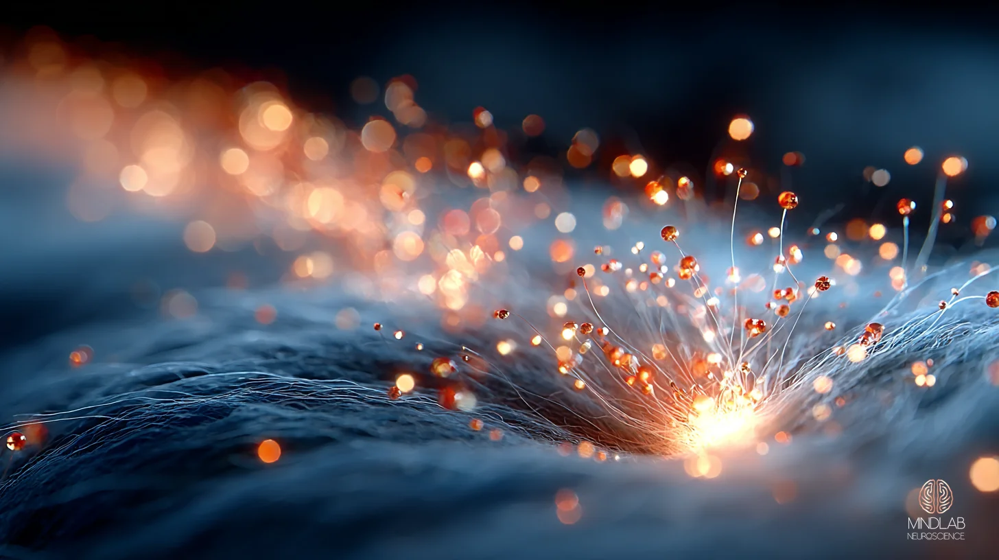 How to improve synaptic plasticity — abstract copper rendering of a synaptic site flaring as connections strengthen. Dr. Sydney Ceruto, MindLAB Neuroscience.