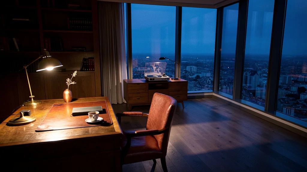 A still private interior at dusk where intrusive memory ambushes solitary attention — Dr. Sydney Ceruto, MindLAB Neuroscience.