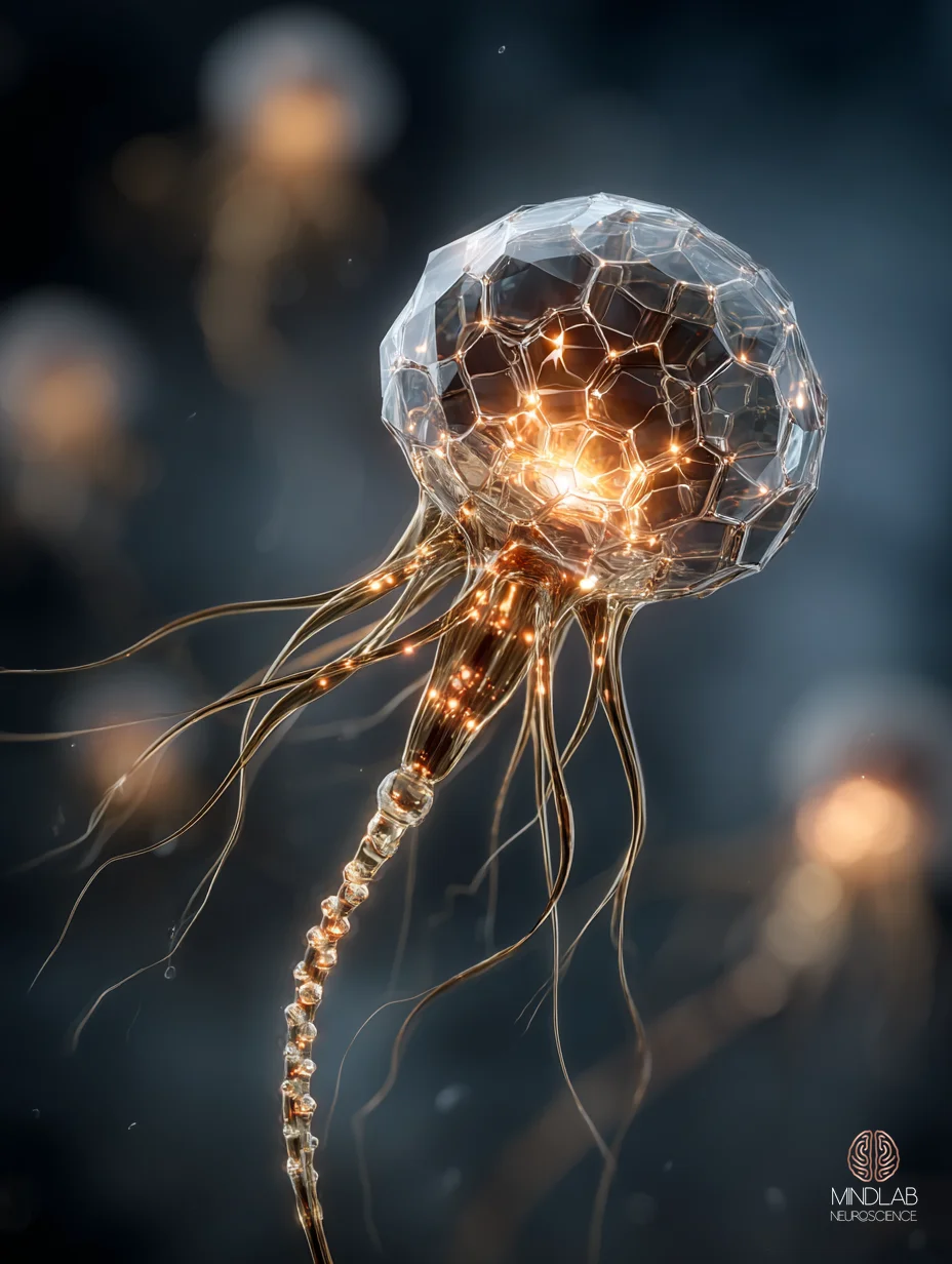 A single Purkinje cell dendritic arbor receiving climbing-fiber input — Dr. Sydney Ceruto, MindLAB Neuroscience.