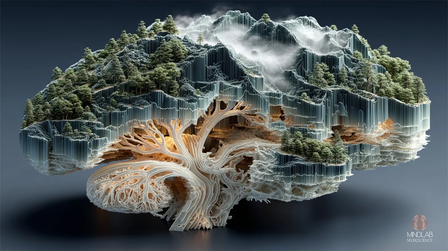 Split-panel macro visualization of cerebrospinal fluid flow architecture across the sleeping versus sleep-deprived brain — the left side renders rhythmic NREM-coupled CSF clearance waves synchronized to deep slow-wave EEG, the right side renders arrhythmic daytime CSF intrusion punctuated by attentional-collapse markers along a wakefulness timeline. This depicts the 2025 Yang et al. Nature Neuroscience finding that brain fog corresponds to active intrusive neurovascular pulsations during wakefulness rather than passive fatigue — Dr. Sydney Ceruto, MindLAB Neuroscience.