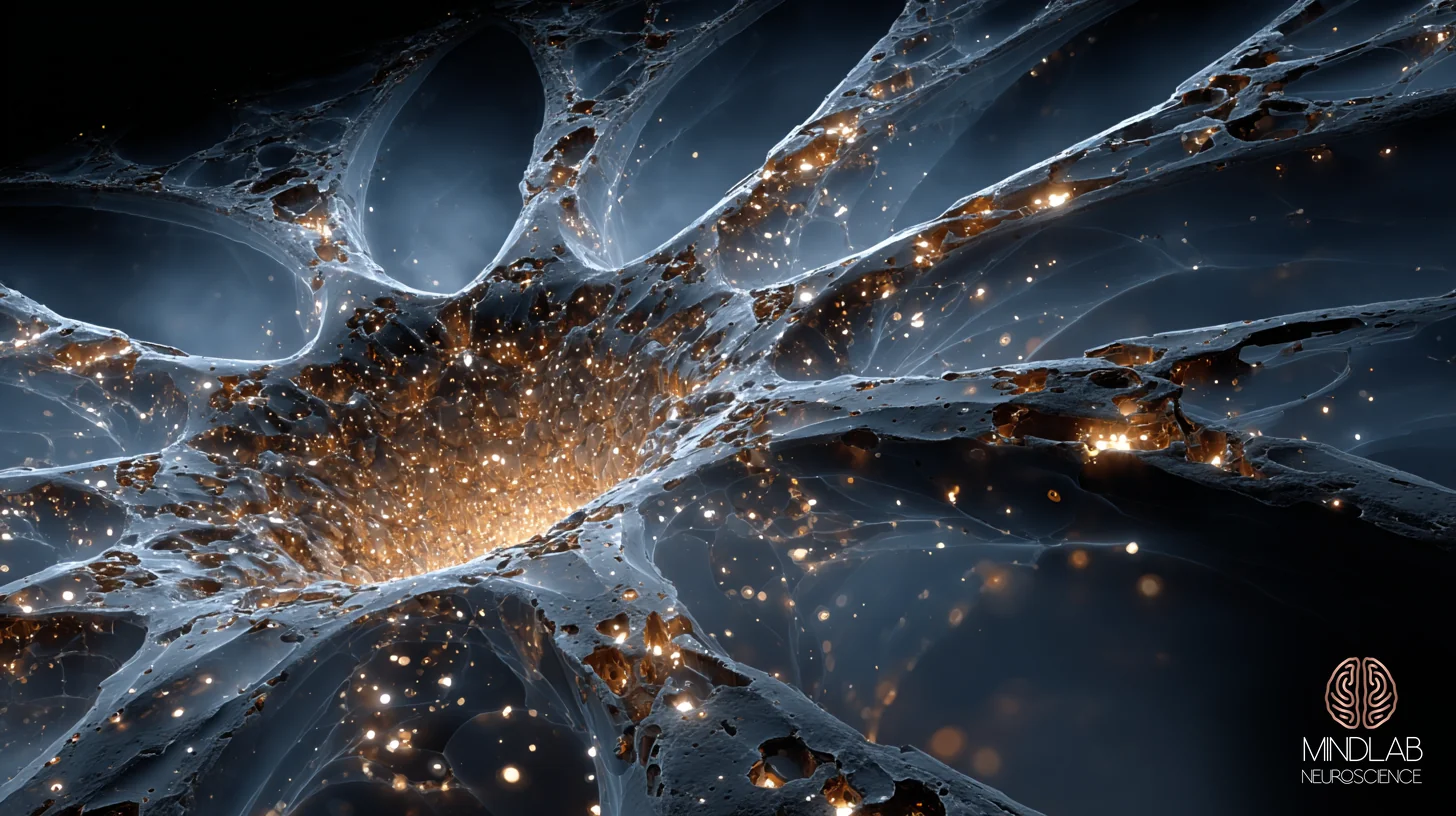 Trauma bonding neuroscience after infidelity — dopamine, opioid, cortisol, and norepinephrine circuits rendered as luminous neural architecture. Dr. Sydney Ceruto, MindLAB Neuroscience.