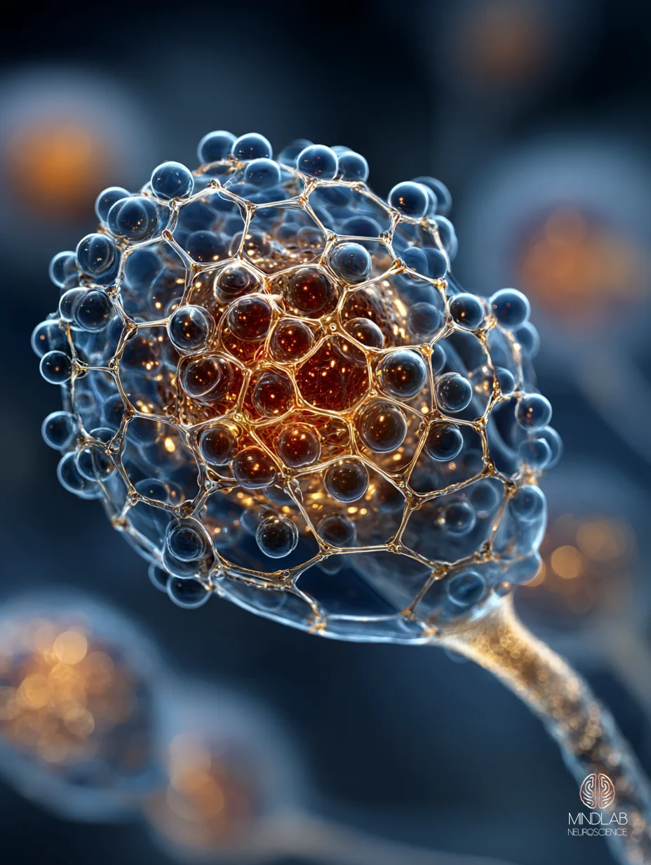 Hippocampal inhibitory synapse with depleted GABA vesicles — Dr. Sydney Ceruto, MindLAB Neuroscience.